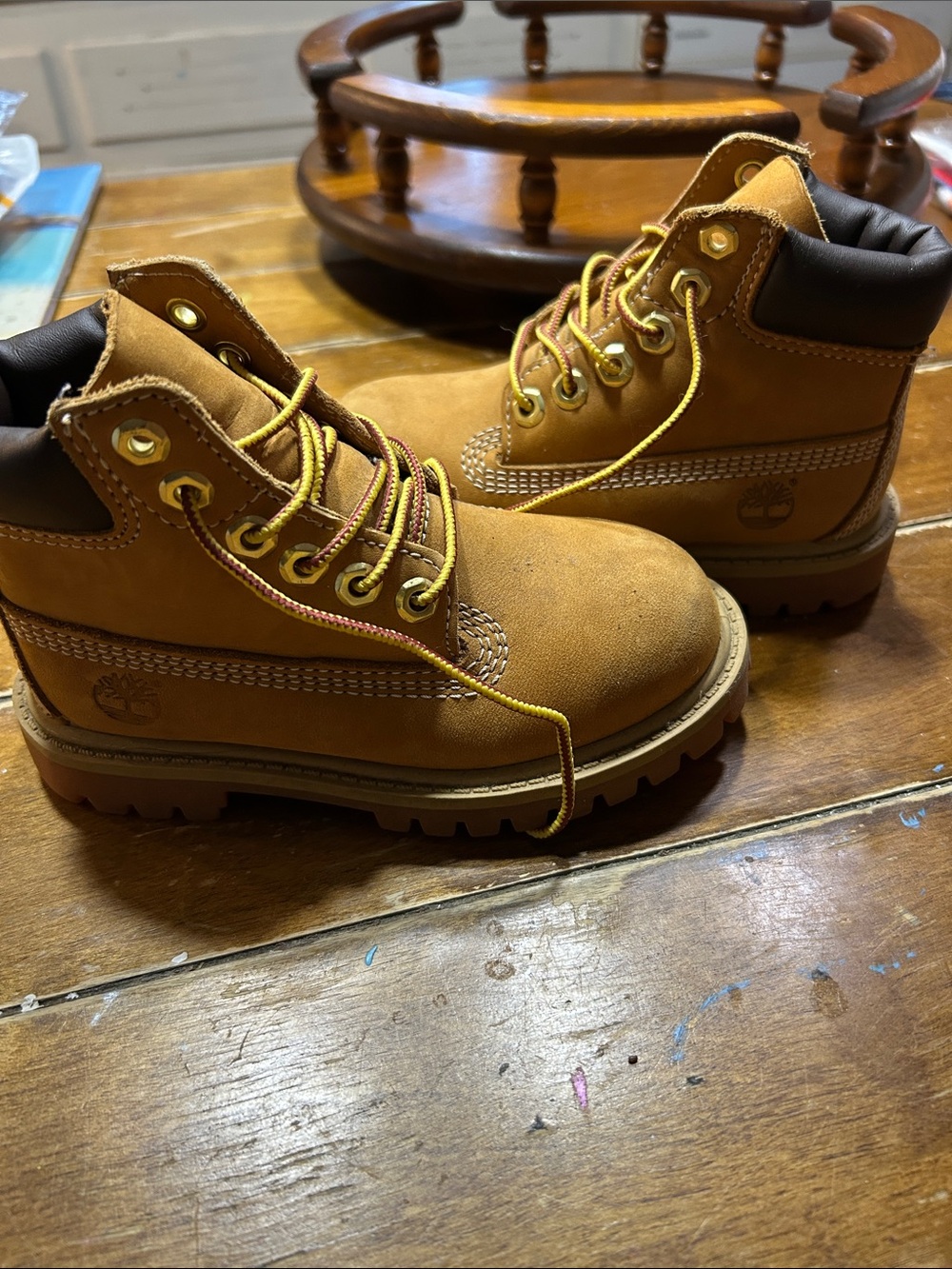 Timberland Kids Wheat Nubuck Lace-Up Boots in Tan